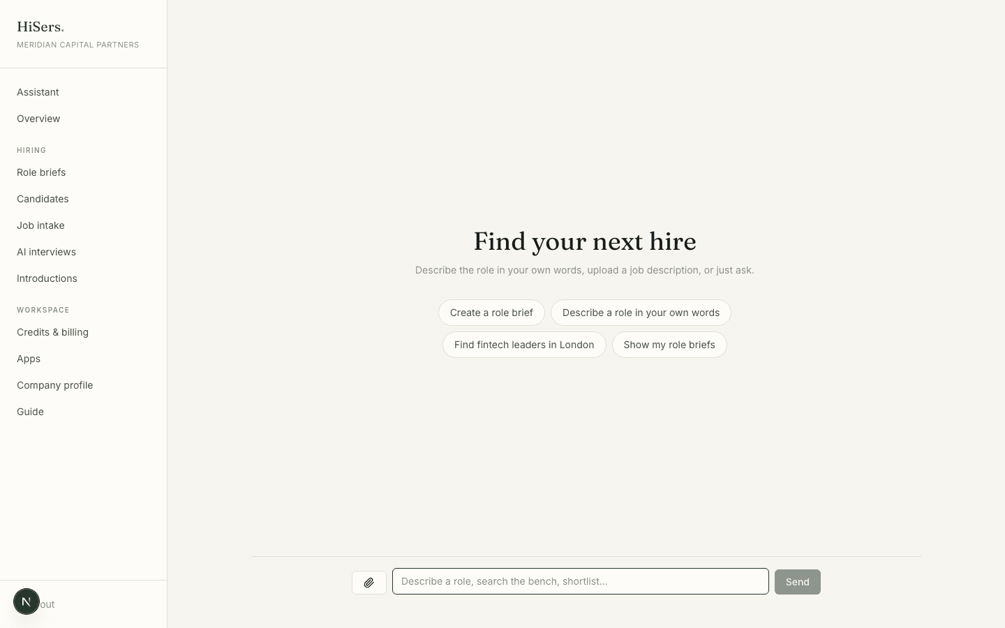 The HiSers assistant asking for the role in plain language